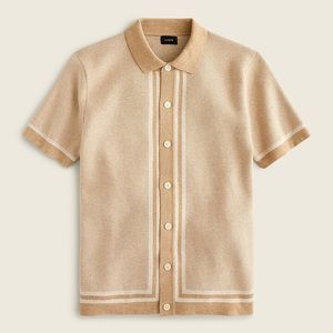 J. Crew retro-style short sleeve cardigan polo sweater in beige/cream